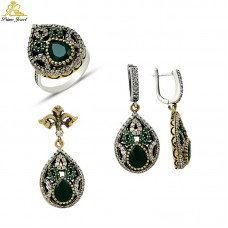 Gümüş Otantik Taşlı Set